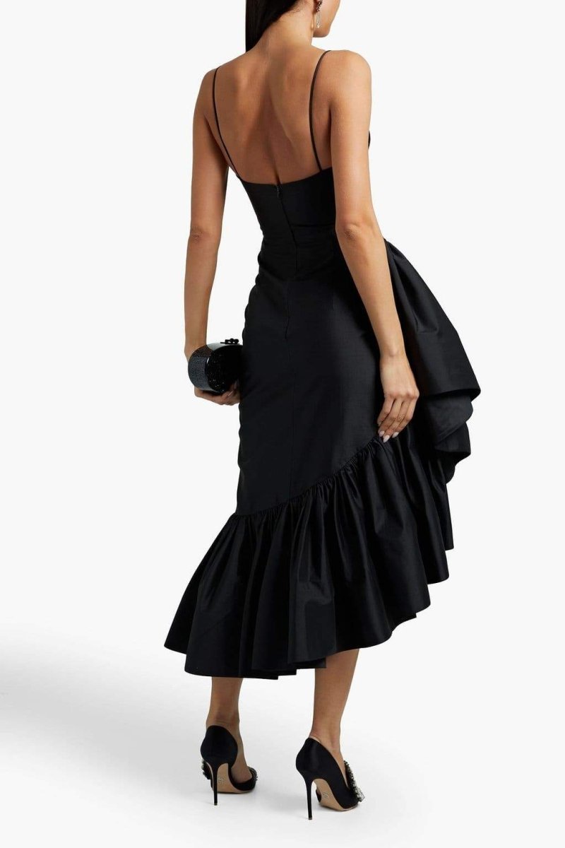 Poppy Asymmetric Ruffled Midi Dress