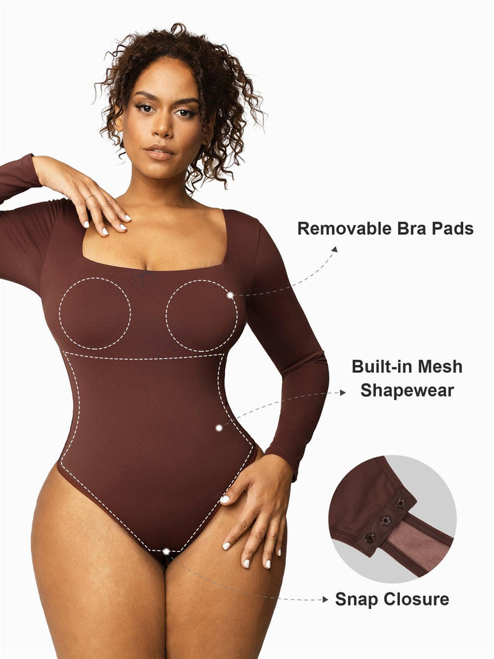 Shapewear Contour Long Sleeve Square Neck Bodysuit