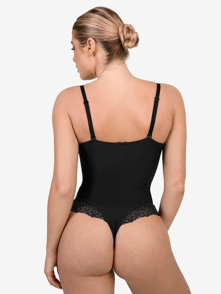 Shapewear Lace Deep V-Neck Sculpting Thong Bodysuit