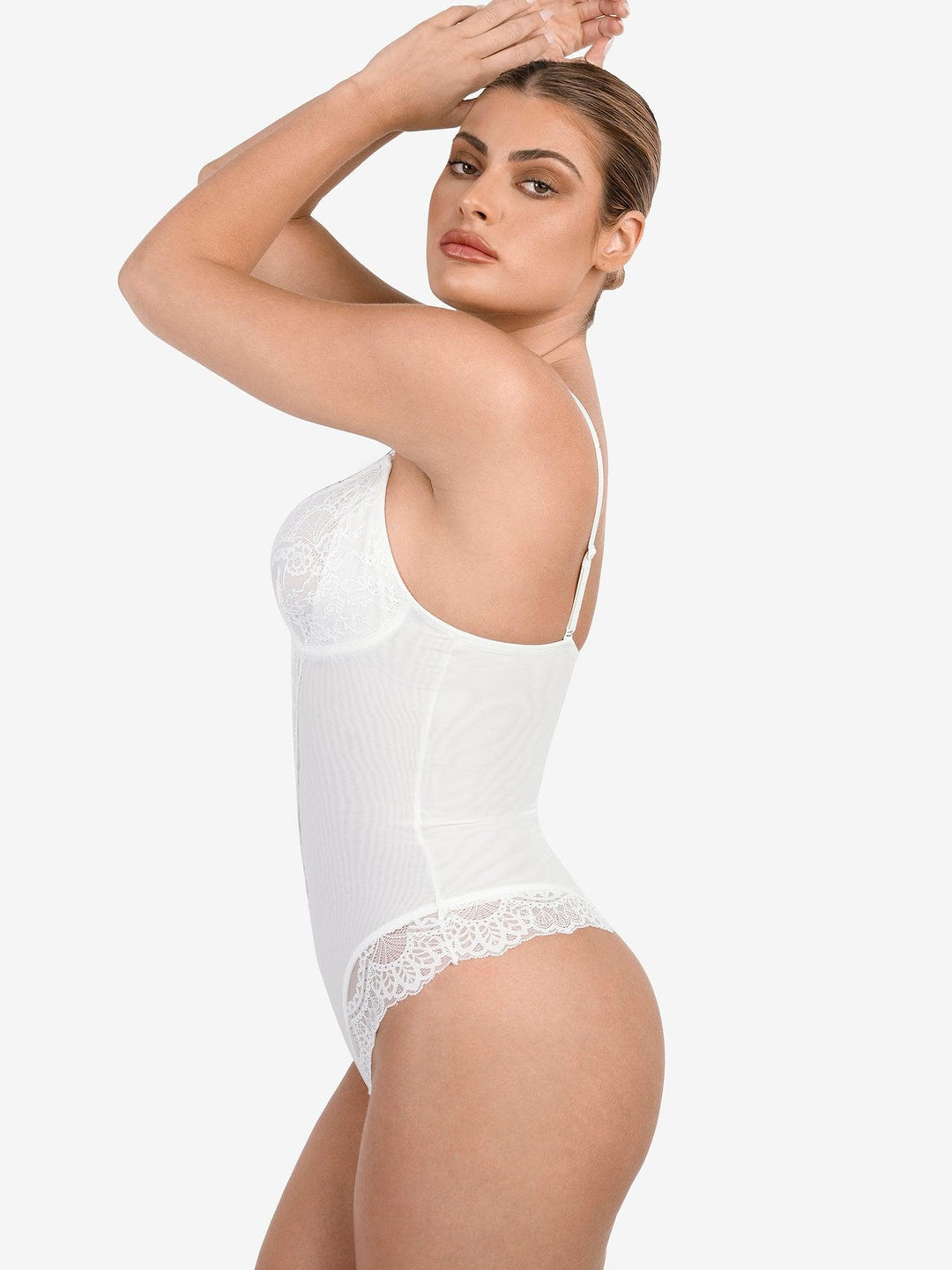 Shapewear Lace Deep V-Neck Sculpting Thong Bodysuit