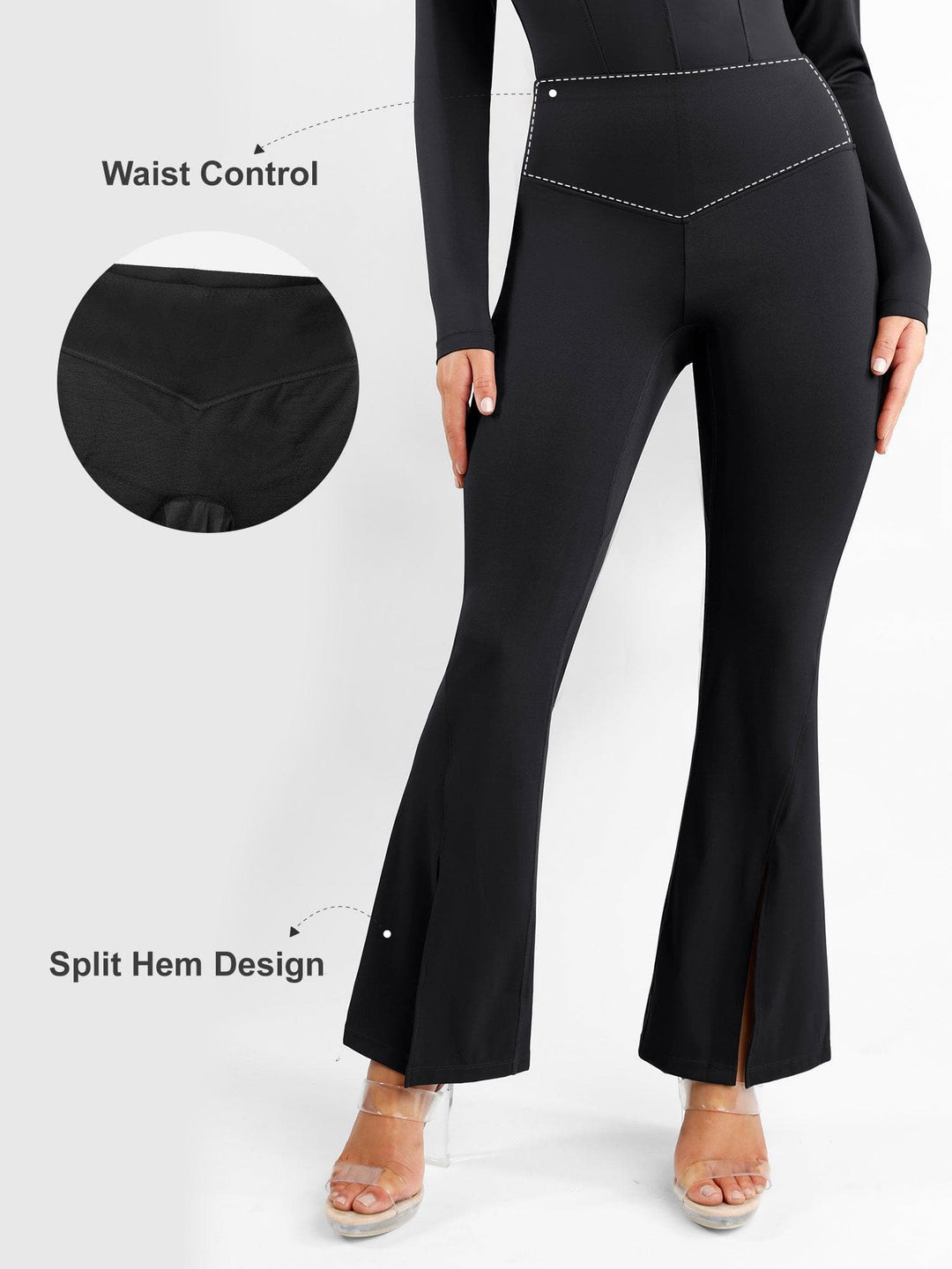 Shapewear High Rise Tummy Control Split Hem Flare Leg Pants