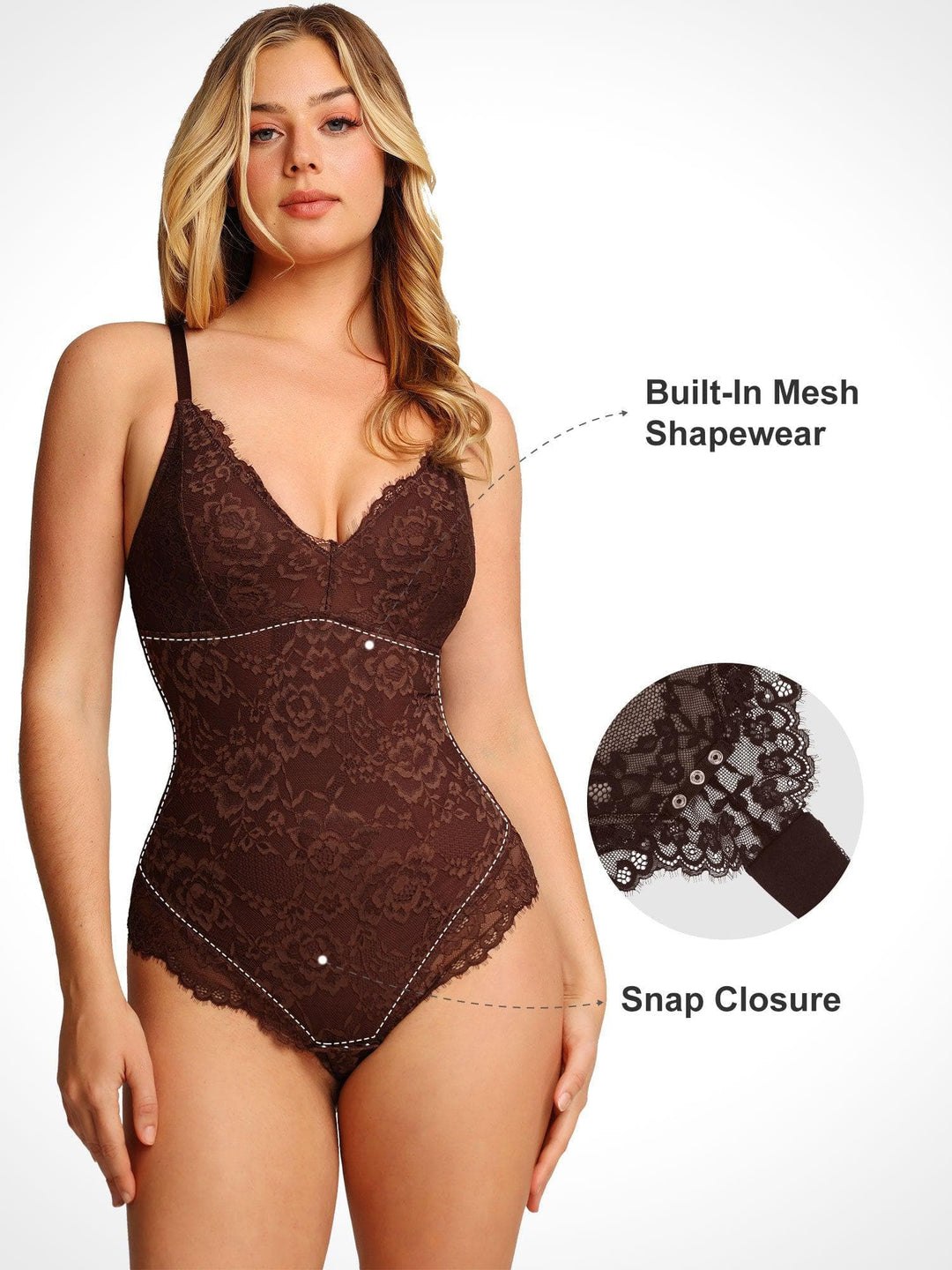 Shapewear Firm Control Smoothing Full Lace Thong Bodysuit