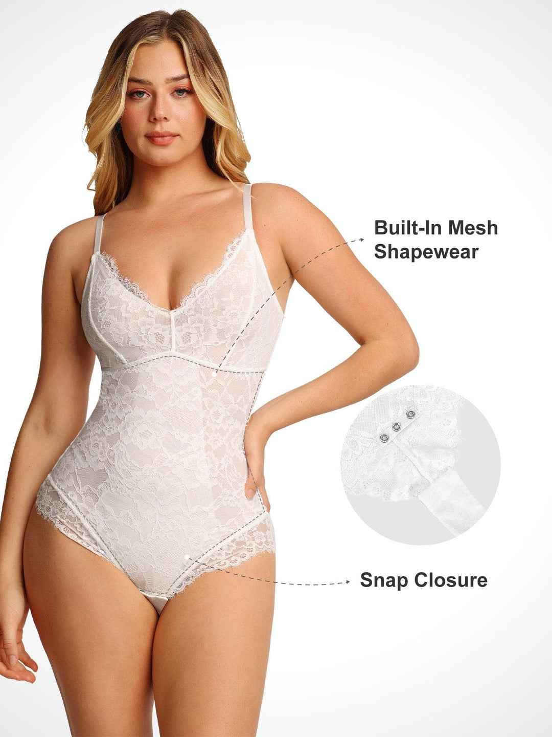 Shapewear Firm Control Smoothing Full Lace Thong Bodysuit