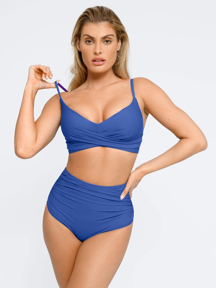 Shapewear Ruched Sculpting Bikini Top and Bottom Set