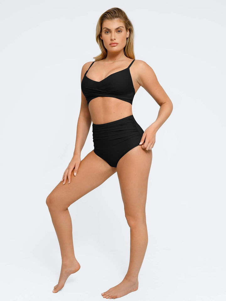 Shapewear Ruched Sculpting Bikini Top and Bottom Set