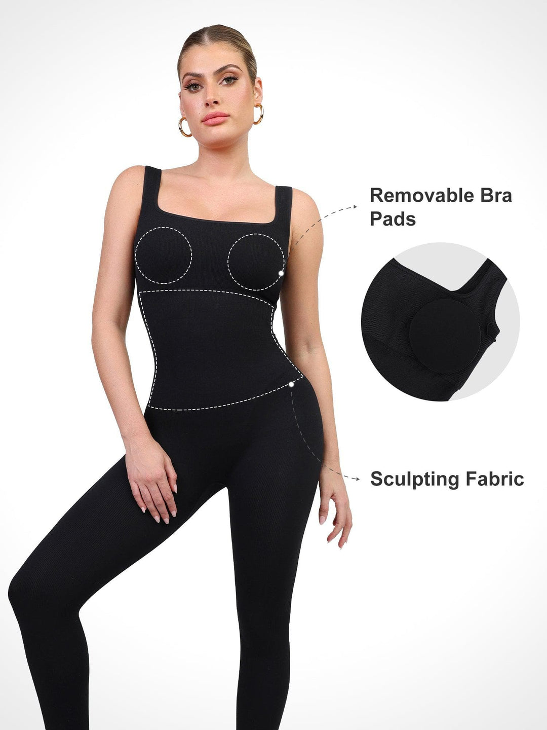 Shapewear Seamless Square Neck Tank Workout Jumpsuit