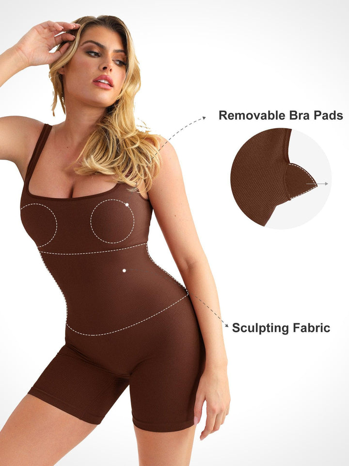 Shapewear Seamless Square Neck Smoothing Sport Romper