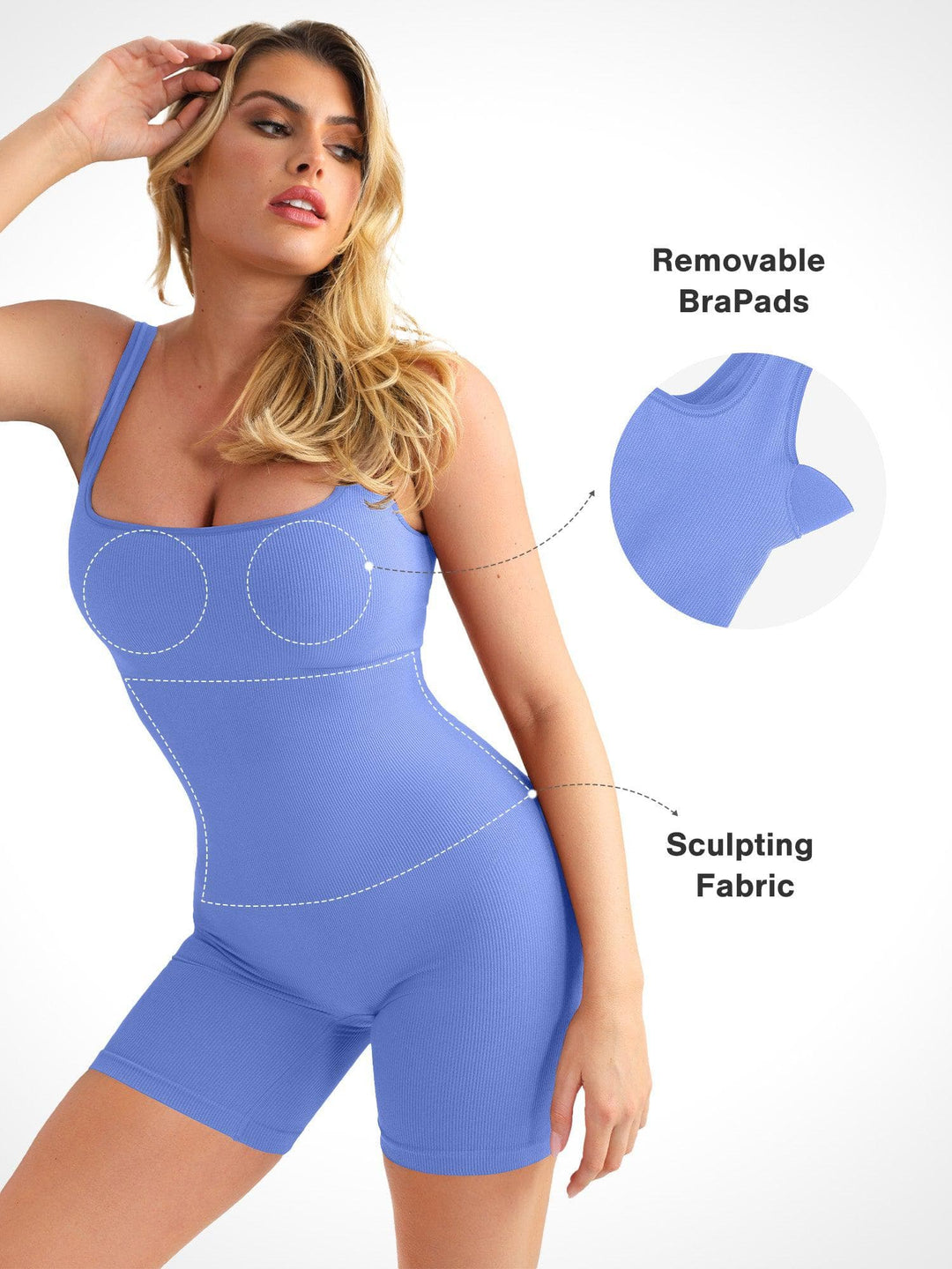 Shapewear Seamless Square Neck Smoothing Sport Romper