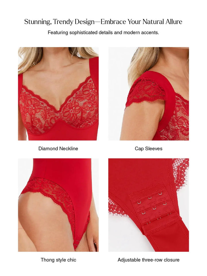 Shapewear Cap Sleeve Slimming Lace Cup Bodysuit