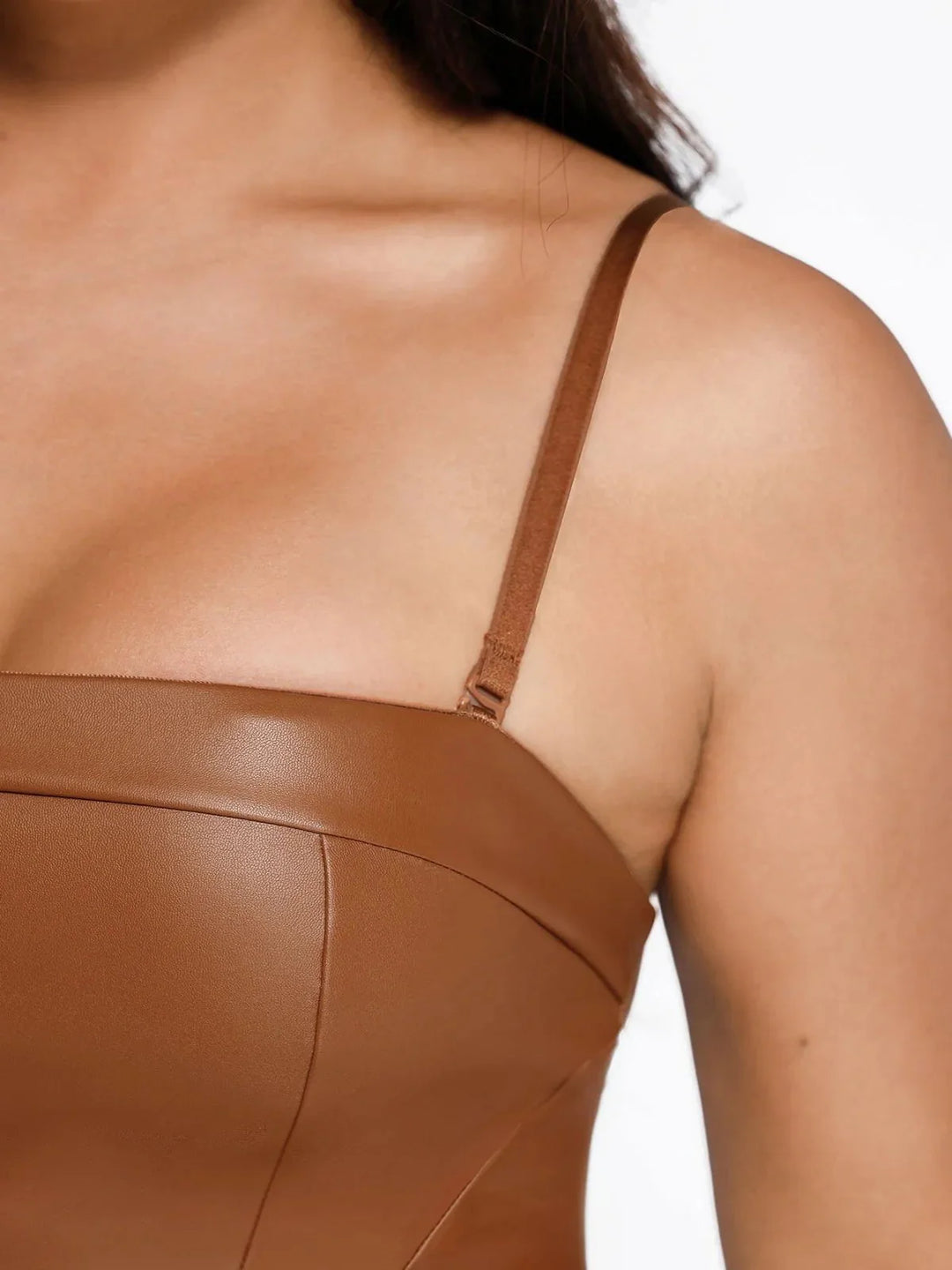 Shapewear Faux Leather Corset Bodice Slimming Jumpsuit