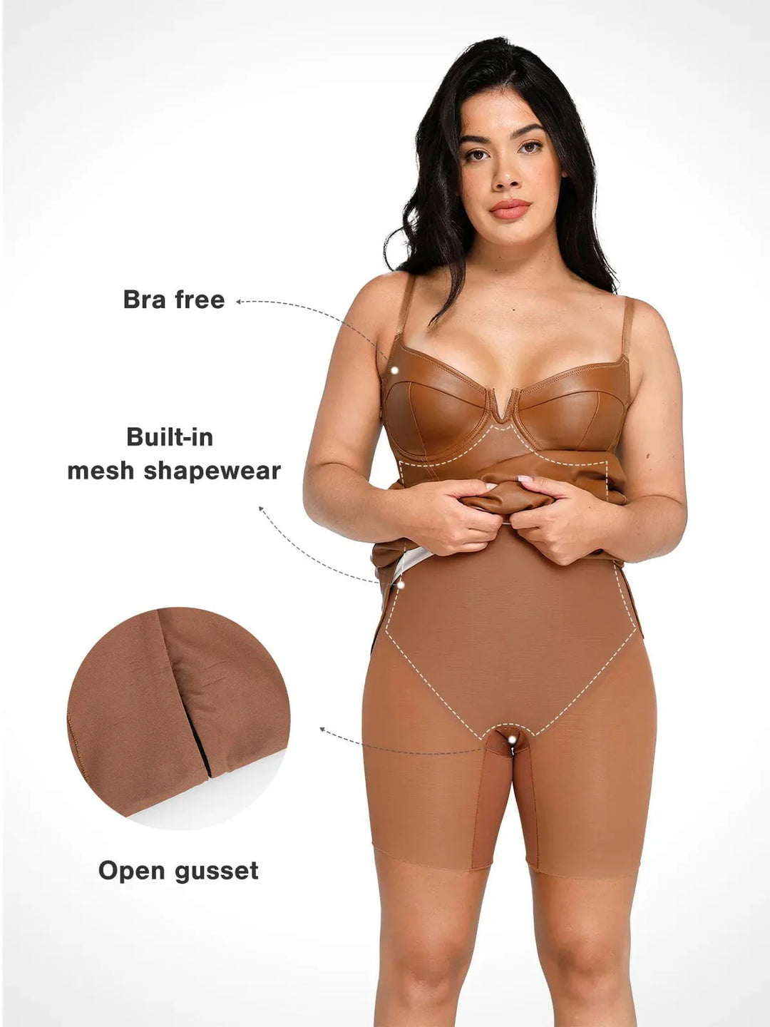 Shapewear Faux Leather Hourglass Corset Midi Dress