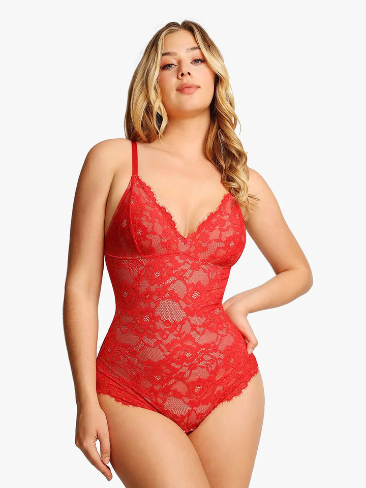 Shapewear Firm Control Smoothing Full Lace Thong Bodysuit