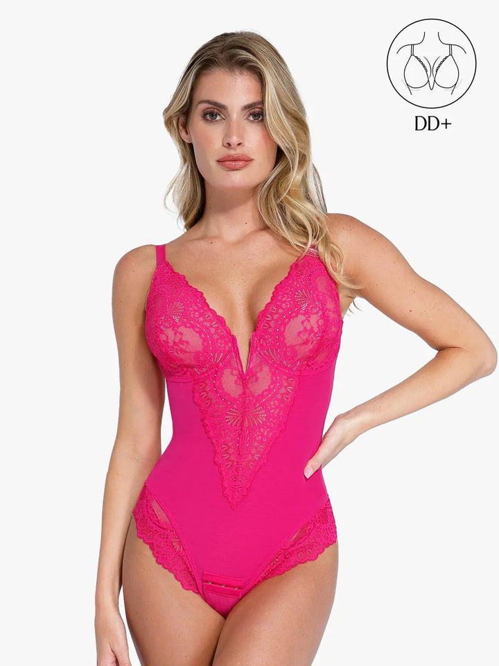 Shapewear Full Coverage Plunging Lace Slimming Bodysuit