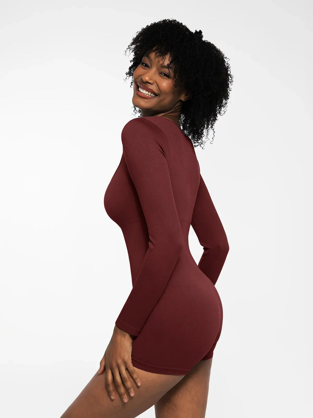 Shapewear Long Sleeve Sweetheart Neck Tummy Control Romper