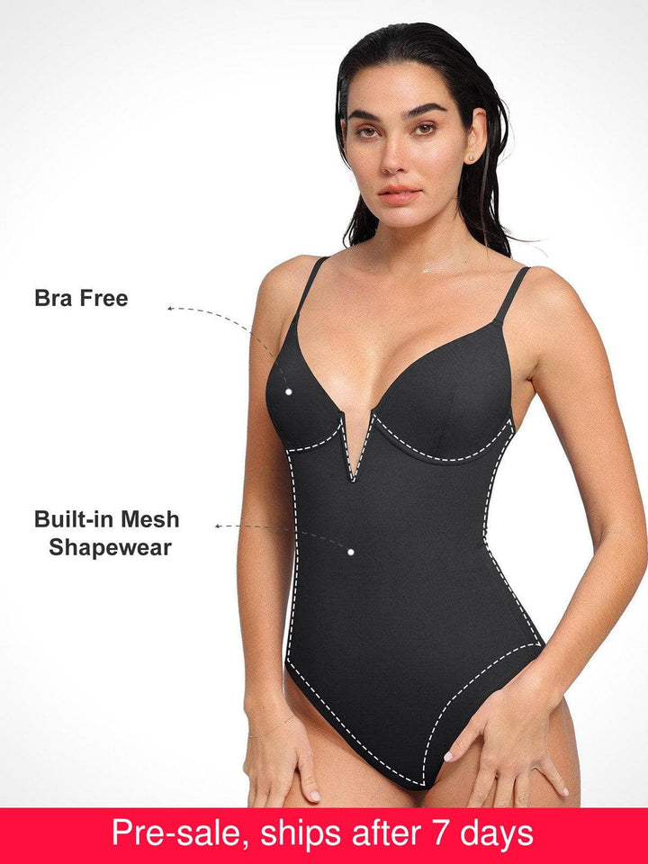 Shapewear Plunging V Slimming One-Piece Swimsuit