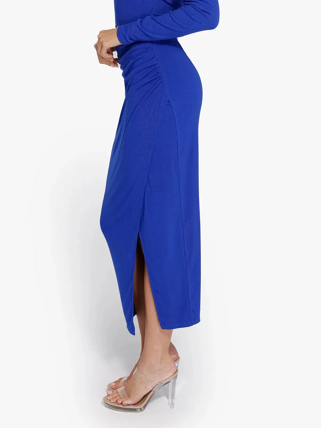 Shapewear Rib Modal Built In Sculpting Midi Wrap Skirt