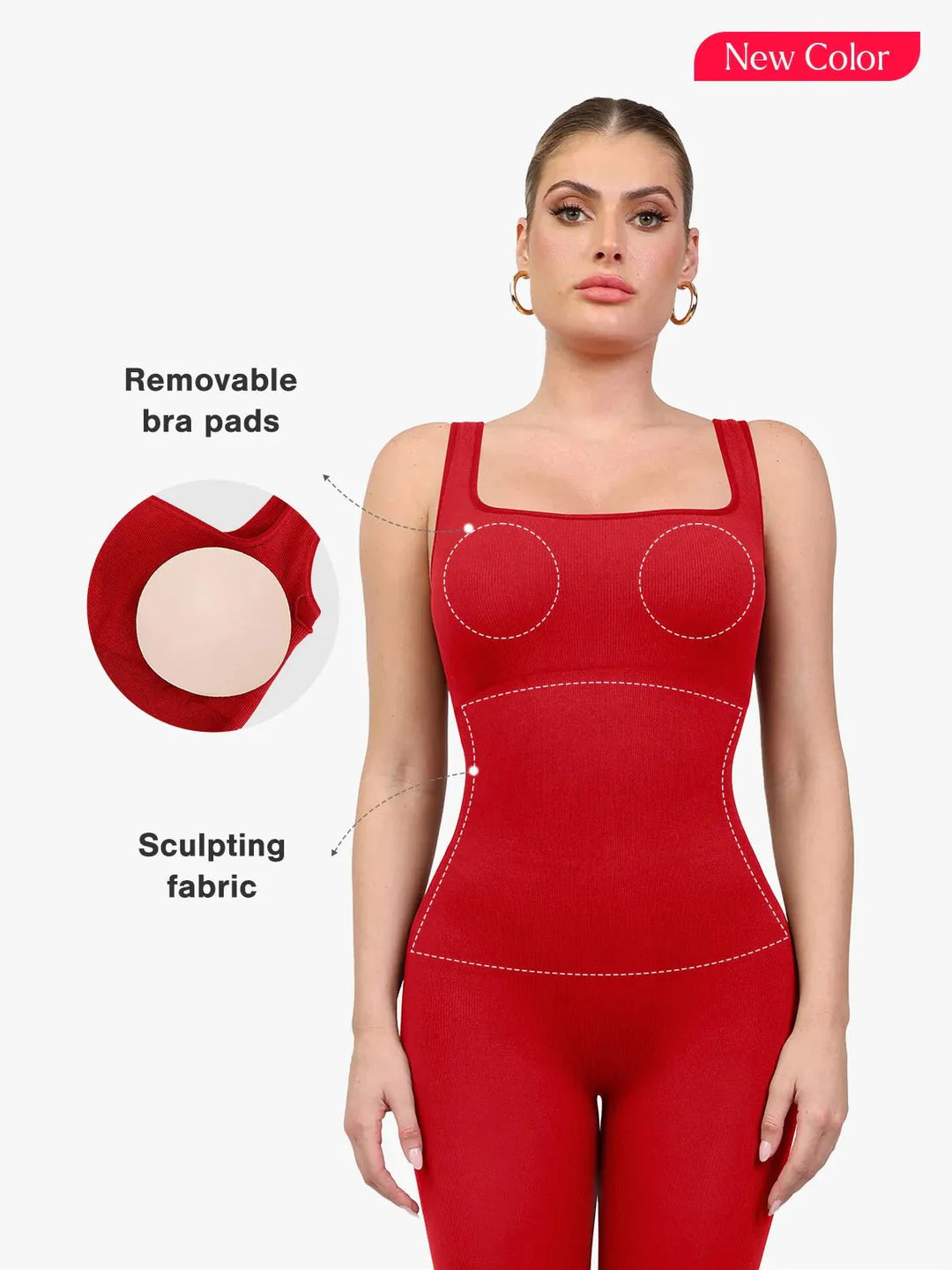 Shapewear Seamless Square Neck Tank Workout Jumpsuit