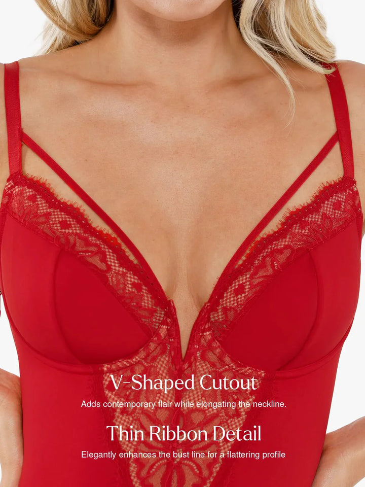 Shapewear Strappy Tummy Control Lace Inset Bodysuit