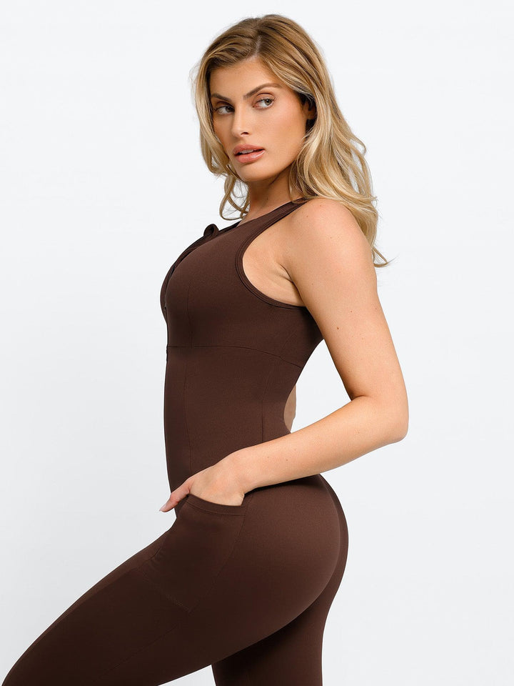 Shapewear Sleeveless Body-Sculpting Zip Front Jumpsuit