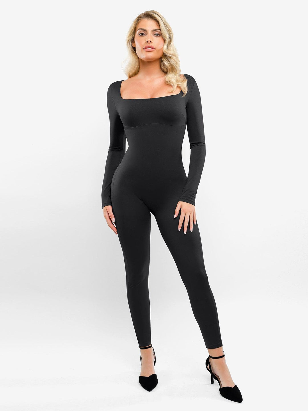 Shapewear Square Neck Long Sleeve Butt Lift Jumpsuit