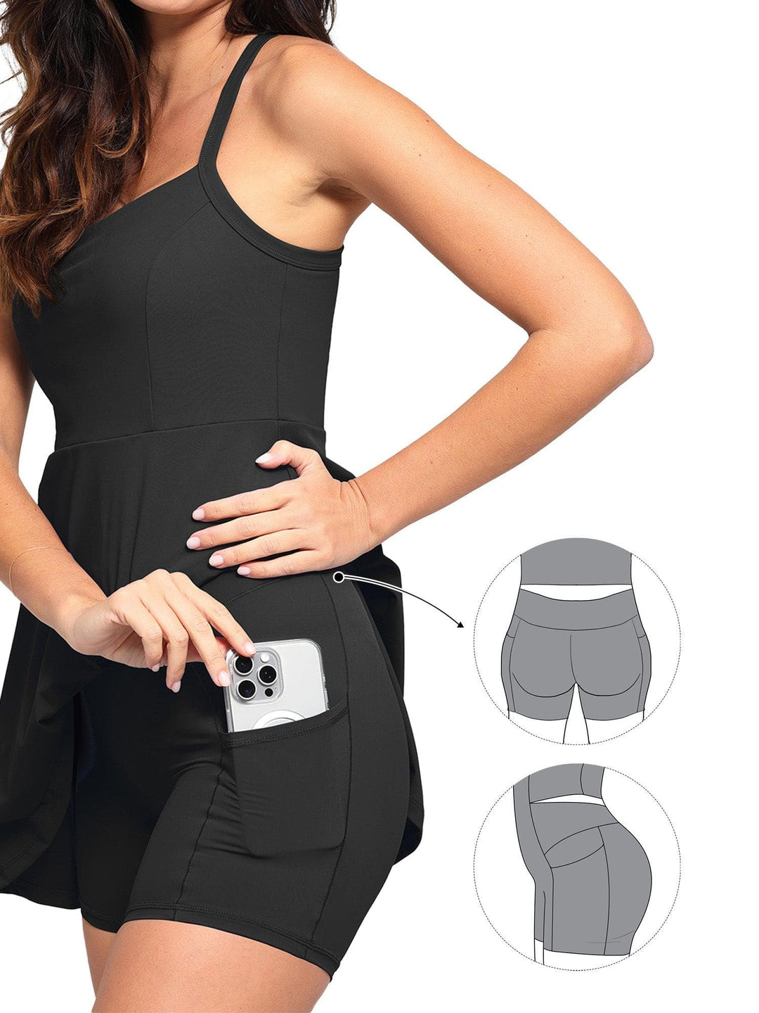 Shapewear Pet Hair Resistant Crisscross Back Workout Dress