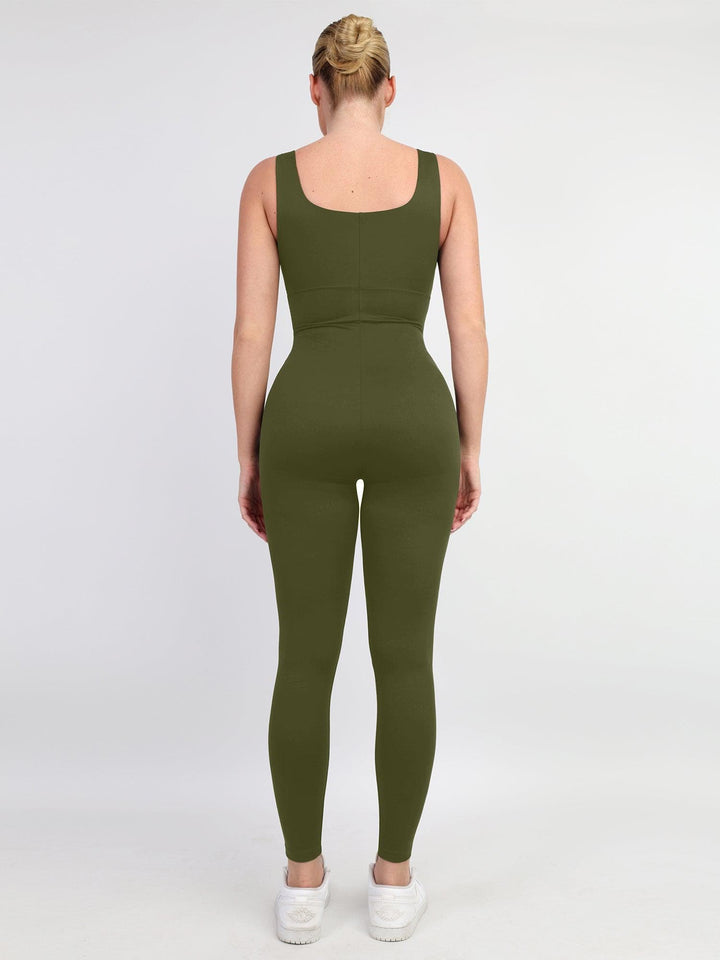 Shapewear Square Neck Thigh Slimming Workout Jumpsuit