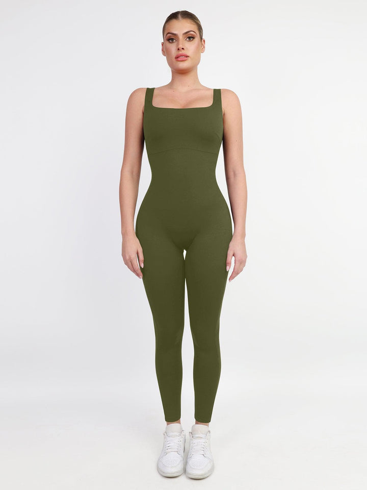 Shapewear Square Neck Thigh Slimming Workout Jumpsuit