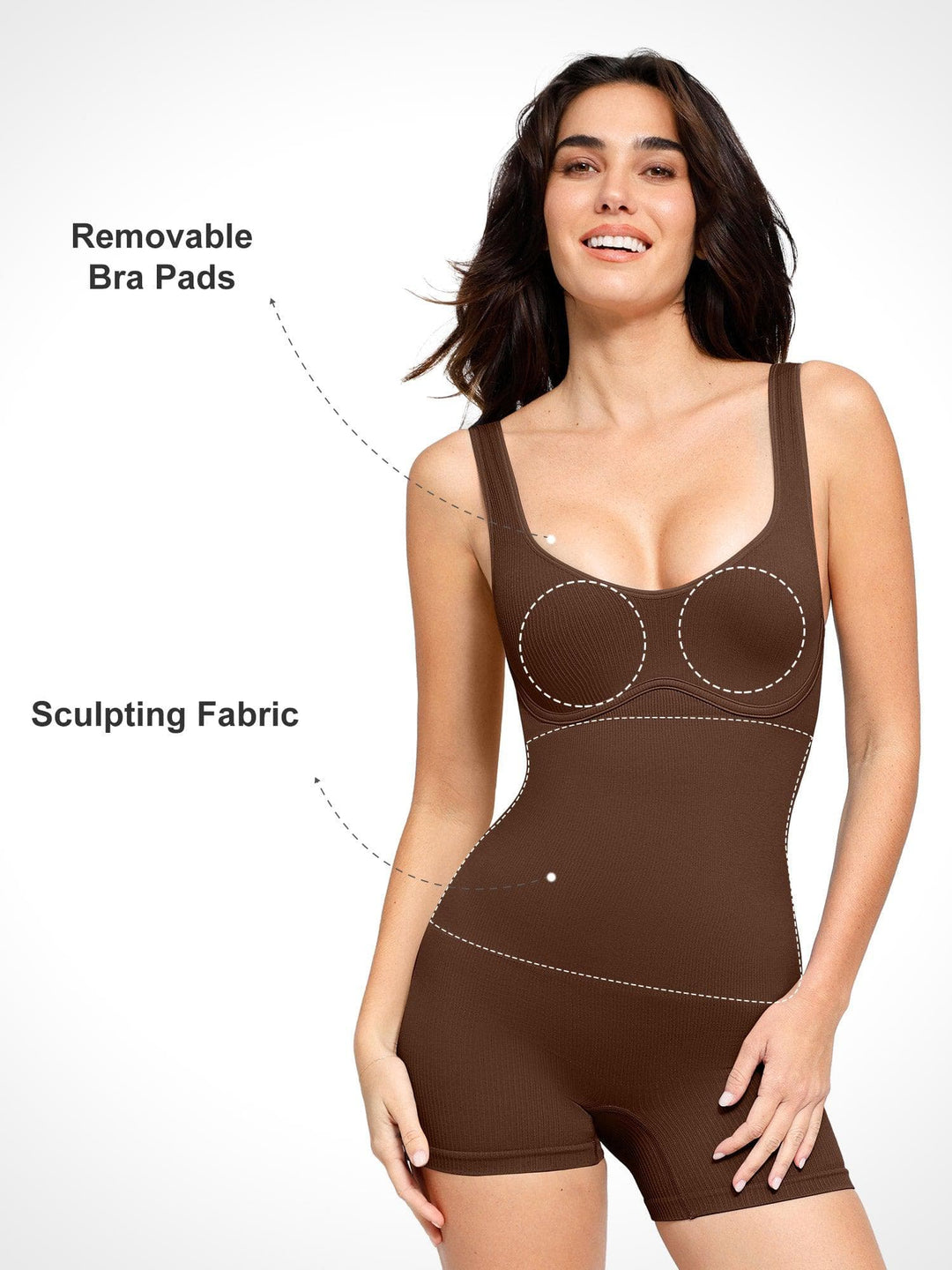 Shapewear Seamless Rib V-Neck Romper