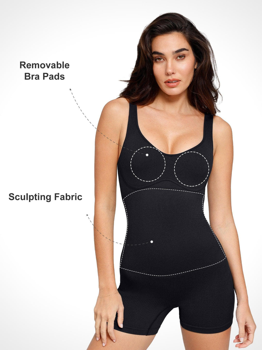 Shapewear Seamless Rib V-Neck Romper