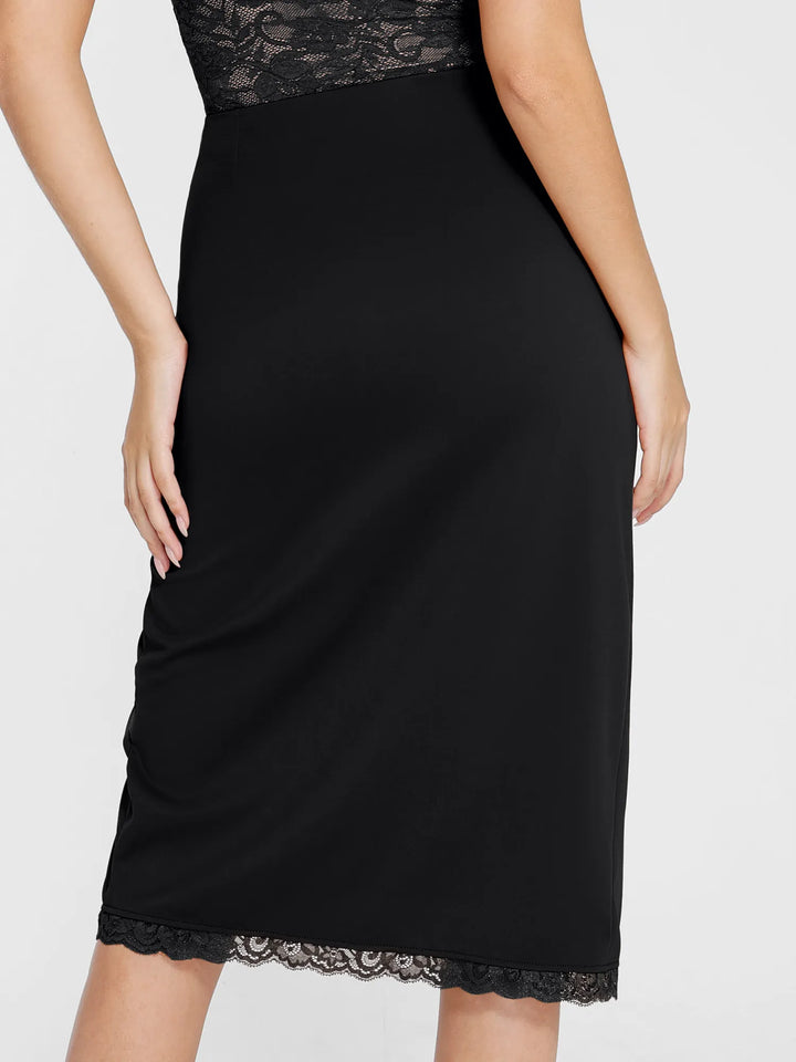 Shapewear Slimming Lace Trim Midi Wrap Skirt