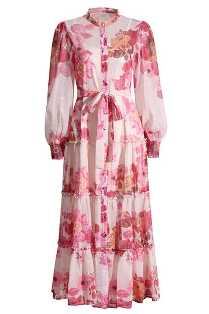 Sylvia Floral Maxi-jurk met lange mouwen