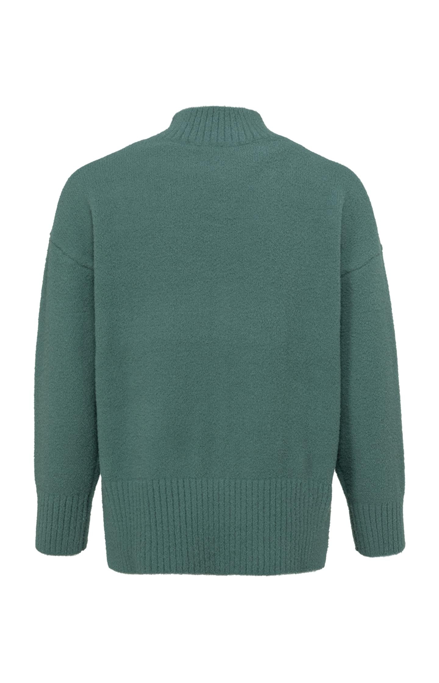 Zachte trui met naad aan de voorkant en ribdetails - Dark Forest Green