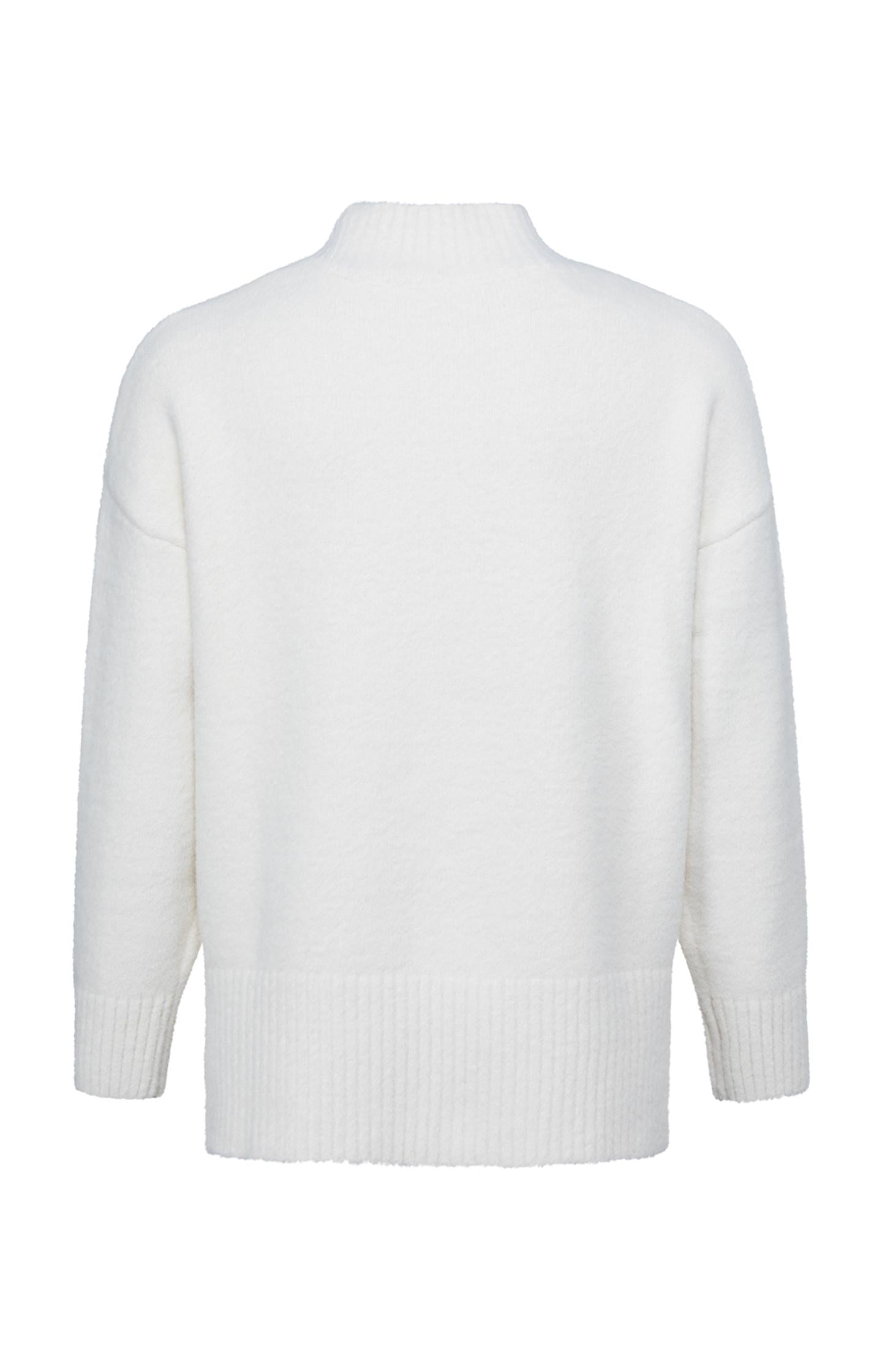 Zachte trui met naad aan de voorkant en ribdetails - Wool White