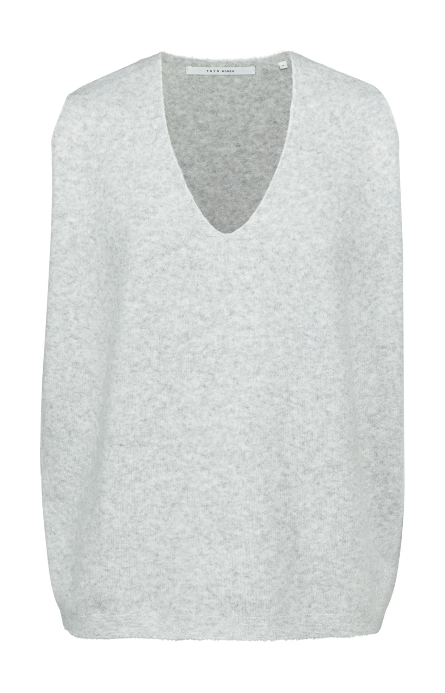 Mouwloze spencer met V-hals aan de voor- en achterkant - Light Grey Melange