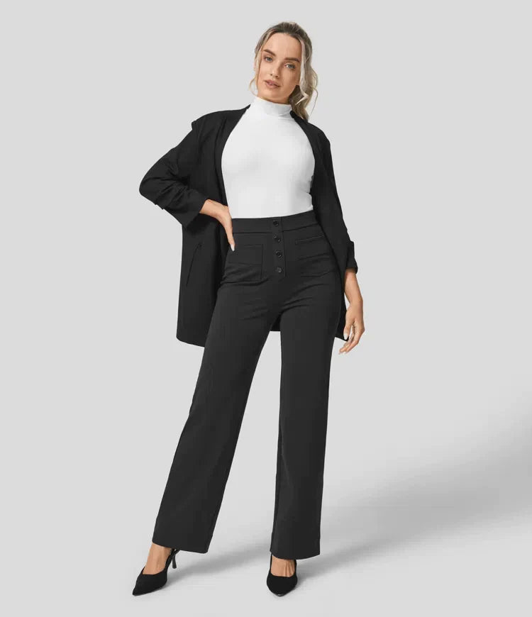 Aubrey™ | Elastic trousers with high waist